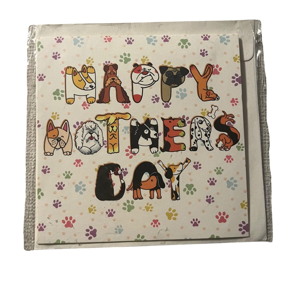 Happy Mothers Day‎ Card Dogs Paw Print Cute Puppy Dog Lover Greeting Card